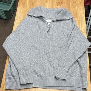 Aerie Womens Light Gray Zip-Up Sweater